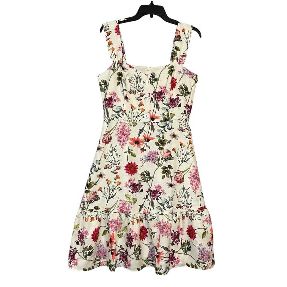 Eliza J Ivory Floral Print Mini Dress. Sz: 10 - Picture 2 of 9